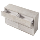 Modern Style Wood Veneer 6-Drawer Dresser for Bedroom, Living Room, Stone Gray