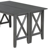 6-Piece Family Dining Room Set Solid Wood Space Saving Foldable Table and 4 Chairs with Bench for Dining Room