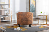 COOLMORE accent Barrel chair living room chair with nailheads and solid wood legs  Light  Coffee microfiber fabric