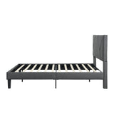 Queen Size Upholstered Platform Bed Frame with Headboard, Strong Wood Slat Support, Mattress Foundation, No Box Spring Needed, Easy Assembly