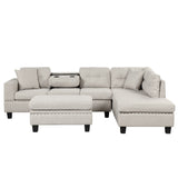 Modern Sectional Sofa with Storage Ottoman