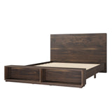 King 3 Piece Walnut Bedroom Set Platform Bed with Storage Bench with Nightstand and 9-Drawer Dresser