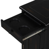 Nightstand, Classic Vintage Livingroom End Table Side Table with USB Ports and One Multifunctional Drawer with cup holders, Espresso
