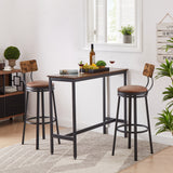 Swivel Bar Stool, High Bar Stool With Backrest, PU Soft Seat Cushion, Industrial, Thickened Iron Frame, Footrest.（Rustic Brown，13.4’’w x 40.5’’h）