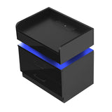 Nightstand with 2 Drawers,USB Charging Ports, Wireless Charging and Remote Control LED Light-Black