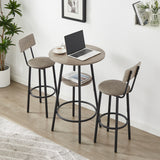 JHX Bar Table Set with 2 Bar stools PU Soft seat with backrest
