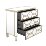 Elegant Mirrored 3-Drawer Chest with Golden Lines Storage Cabinet for Living Room, Hallway, Entryway