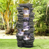 40 inch Rockery Shower Outdoor Water Fountain with LED Lights for Home&Office