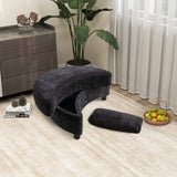 Ottoman With Tray Serve As Side Table Soft Padded Seat Dressing Shoe Bench Foot Rest