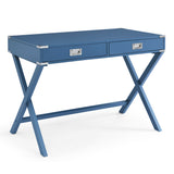 Blue Computer Desk with Storage, Sturdy Table for home office
