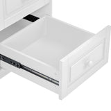 K&K kitchen cart with Rubber wood desktop rolling mobile kitchen island with storage and 5 draws