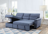 Blue Reversible Storage Sleeper Sectional Sofa, Blue Fabric