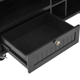 Kitchen Island Cart with Storage Cabinet and Two Locking Wheels, Solid wood Microwave cabinet