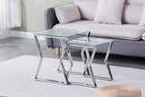Nesting End Table Set of 2 Glass Table Set for Living Room