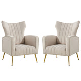 Modern Velvet Accent Chair with Arms, Wingback Reading Chair