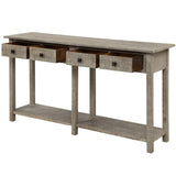 TREXM Rustic Brushed Texture Entryway Table Console Table with Drawers and Bottom Shelf for Living Room (Grey Wash)