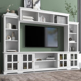 Entertainment Wall Unit with Bridge, Modern TV Console Table