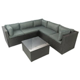 6 Pieces PE Rattan sectional Outdoor Furniture Cushioned  Sofa set Black
