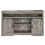 3 Level Adjustable Shelves Barn Door Light Gray Wood Tv Stand
