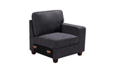 Jocelyn Dark Gray Woven 7Pc Modular L-Shape Sectional Sofa with Ottoman