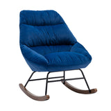 Tufted Upholstered Padded Seat Rocking Chair-Velvet Blue