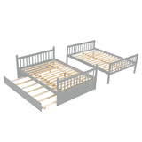 Full Over Full Bunk Bed with Trundle, Convertible to 2 Full Size Platform Bed