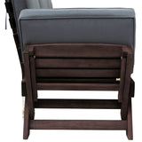 Outdoor Adjustable Patio Wooden Daybed Sofa Chaise Lounge with Cushions for Small Places, Brown Finish+Gray Cushion