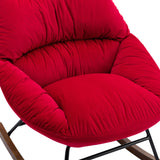 Tufted Upholstered Padded Seat Rocking Chair-Velvet Red
