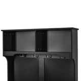 Hall Tree with 4 Hooks, Coat Hanger, Entryway Bench, Storage Bench, 3-in-1 Design, for Livingroom, Hallway (BLACK)