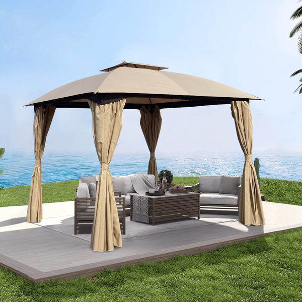 10x10 Ft Outdoor Patio Garden Gazebo Canopy -Tent With Curtains