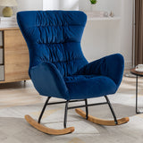 Velvet Fabric Rocking Chair,Blue