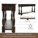TREXM Console Table 64" Long Extra-thick Sofa Table with Drawers and Shelf for Entryway, Hallway, Living Room (Distressed Black)