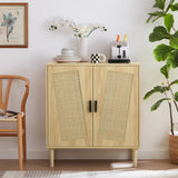 JHX Kitchen storage cabinets with rattan decorative doors, buffets, wine cabinets, dining rooms, hallways, cabinet console tables, （Natural，31.5''LX 15.8''WX 34.6"H）.
