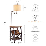 Side Table End Table  with Floor Lamp