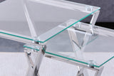 Nesting End Table Set of 2 Glass Table Set for Living Room