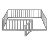 Full Size Wood Daybed Frame with Fence, Gray（OLD SKU:WF289662AAE）