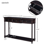 TREXM Console Table Sofa Table with Drawers for Entryway with Projecting Drawers and Long Shelf (Espresso)
