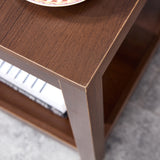 Classic brown Side Table , 2-Tier Small Space End Table ,Modern Night Stand, Sofa table, Side Table with Storage Shelve