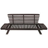 Outdoor Adjustable Patio Wooden Daybed Sofa Chaise Lounge with Cushions for Small Places, Brown Finish+Gray Cushion