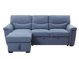 Blue Reversible Storage Sleeper Sectional Sofa, Blue Fabric