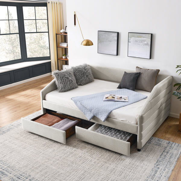 Full Size Daybed with Two Drawers Trundle