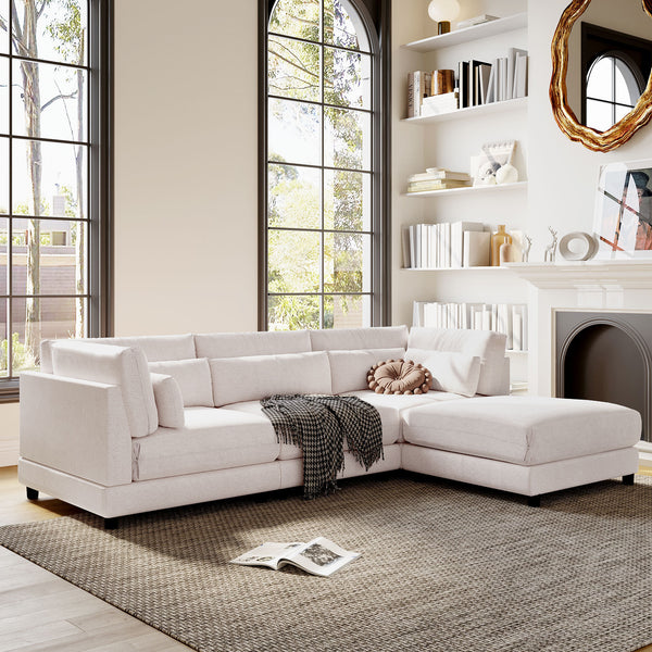 L shaped Sofa with Removable Ottomans