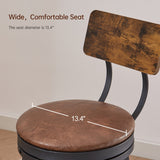 Swivel Bar Stool, High Bar Stool With Backrest, PU Soft Seat Cushion, Industrial, Thickened Iron Frame, Footrest.（Rustic Brown，13.4’’w x 40.5’’h）