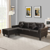 Sectional Sofa Set for Living Room with L Shape  Chaise Lounge ,cup holder and  Left or Right Hand Chaise  Modern 4 Seat (BLACK)