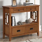 Farmhouse Pine Wood Console Table Entry Sofa Table with 4 Drawers & 1 Storage Shelf for Entryway Living Room Bedroom Hallway Kitchen