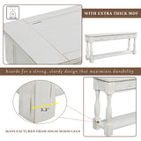 TREXM Console Table 64" Long Sofa Table Easy Assembly with Drawers and Shelf for Entryway, Hallway, Living Room (Antique White)