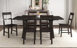 Retro Industrial Style 7-Piece Dining Table Set Extendable Table with 18” Leaf and Six Wood Chairs