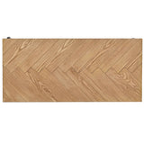 ON-TREND Modern Coffee Table, Easy Assembly Tea Table, Thicken Cocktail Table with w/Chevron Pattern & Metal Hairpin Legs for Living Room, Ash Wood Finished
