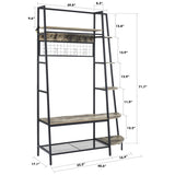 Entryway Coat Rack/ Hall Tree with Bookshelves, Multiple Hooks, and Bench Seat