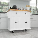 Kitchen Island Cart with Two Storage Cabinets